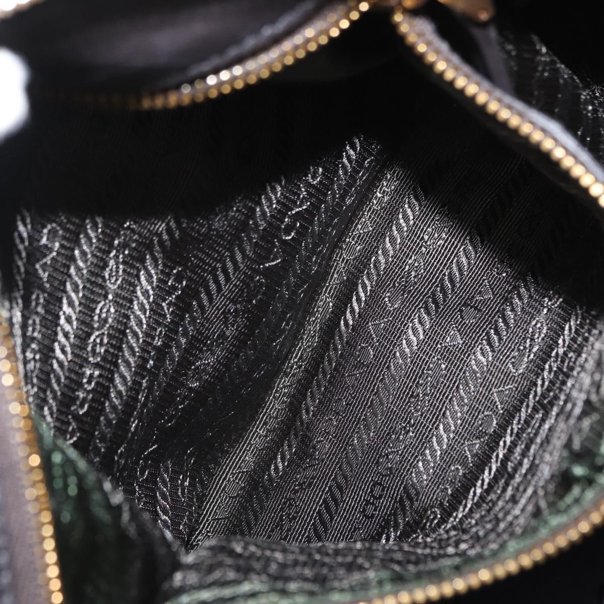 PRADA Hand Bag Nylon 2way Khaki Gold Auth ka447