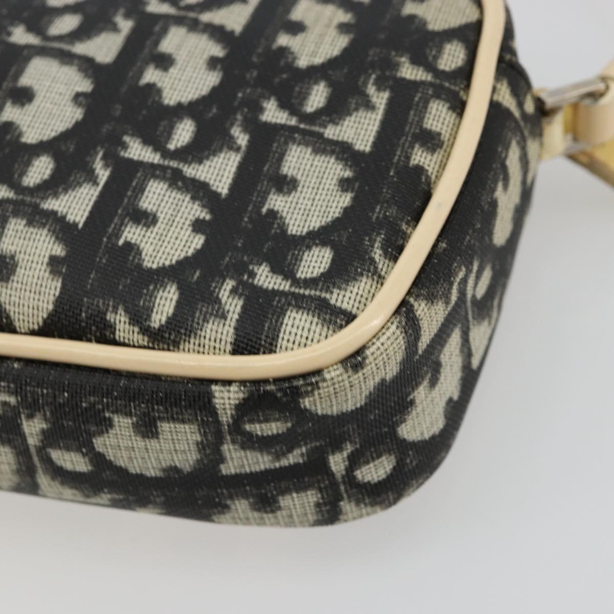 Christian Dior Trotter Canvas Accessory Pouch PVC Black Silver Auth ka4470A