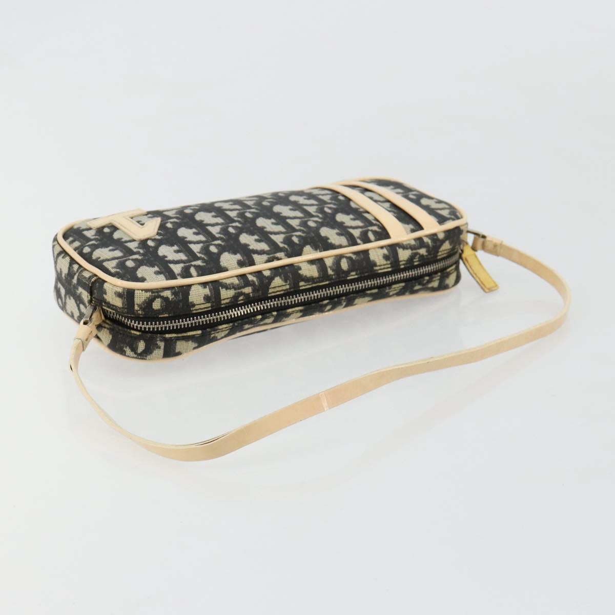 Christian Dior Trotter Canvas Accessory Pouch PVC Black Silver Auth ka4470A