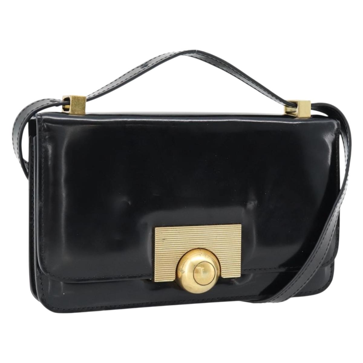 BOTTEGA VENETA Shoulder Bag Leather Black Gold Auth ka4471