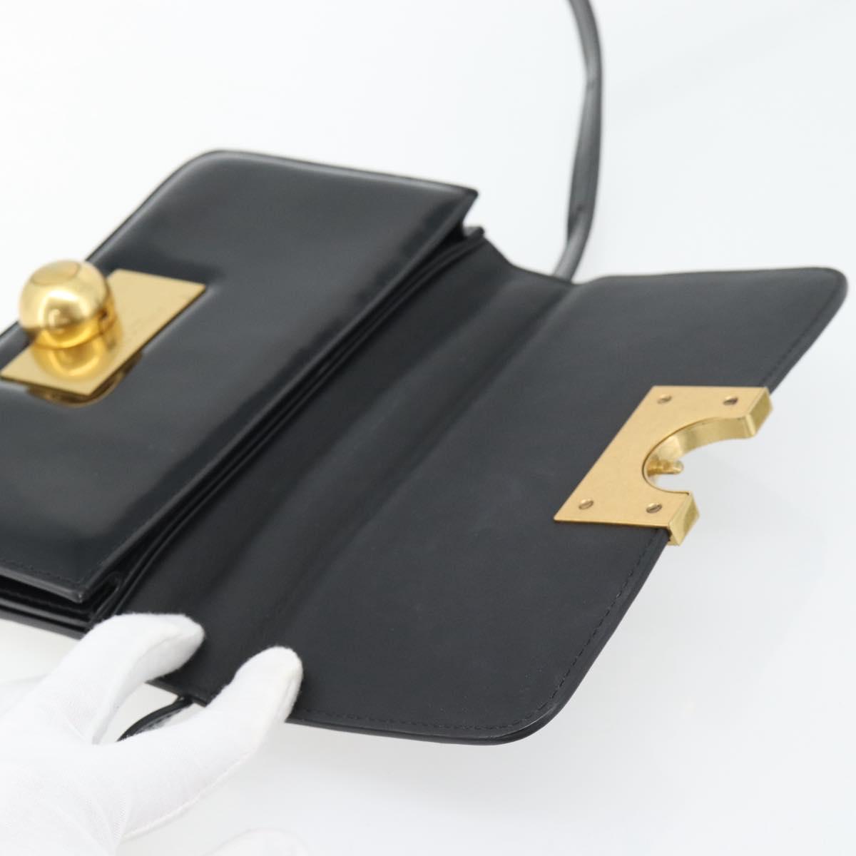 BOTTEGA VENETA Shoulder Bag Leather Black Gold Auth ka4471