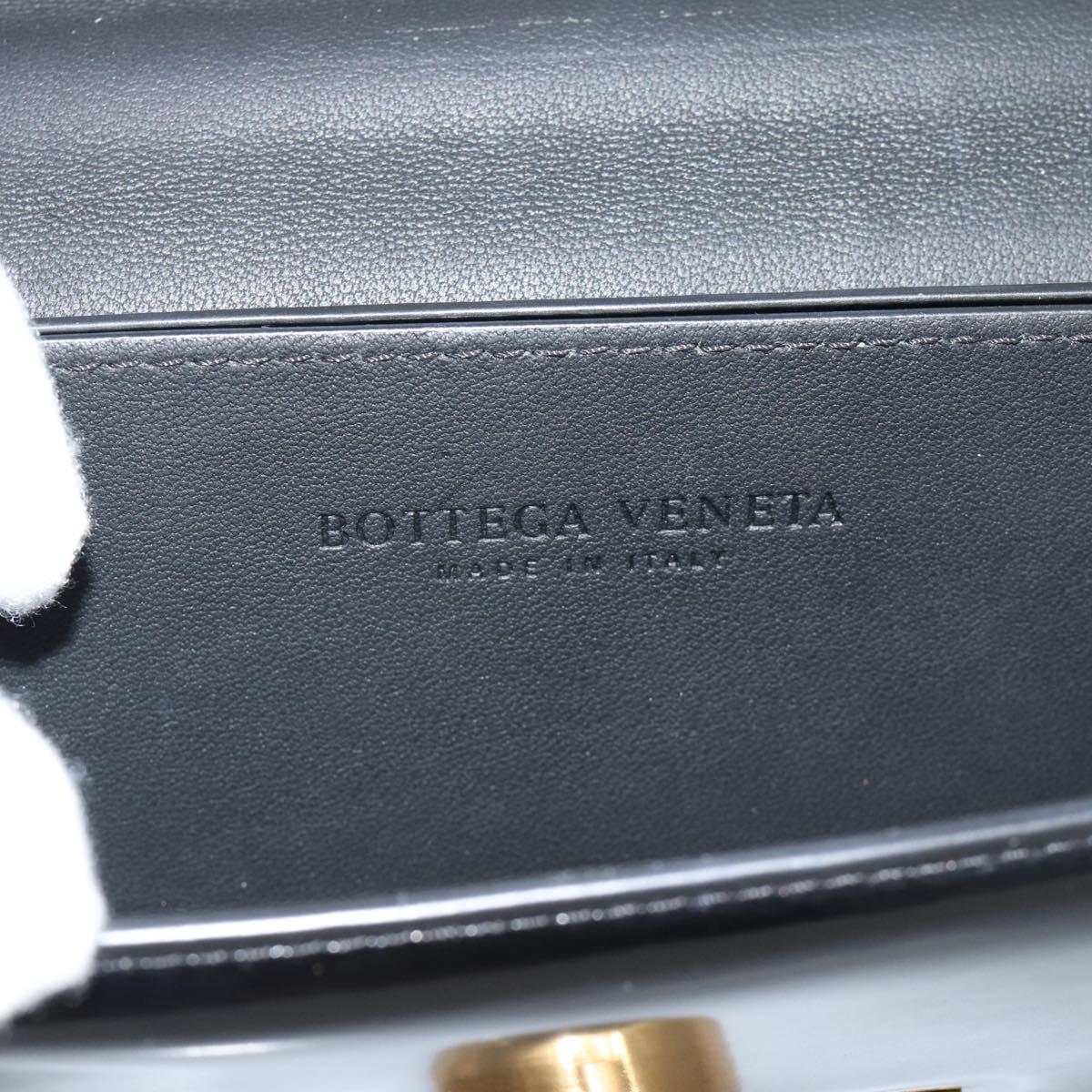 BOTTEGA VENETA Shoulder Bag Leather Black Gold Auth ka4471