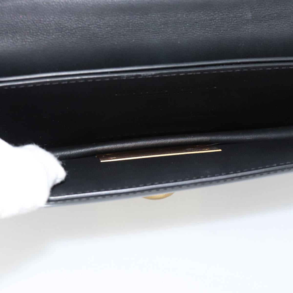 BOTTEGA VENETA Shoulder Bag Leather Black Gold Auth ka4471