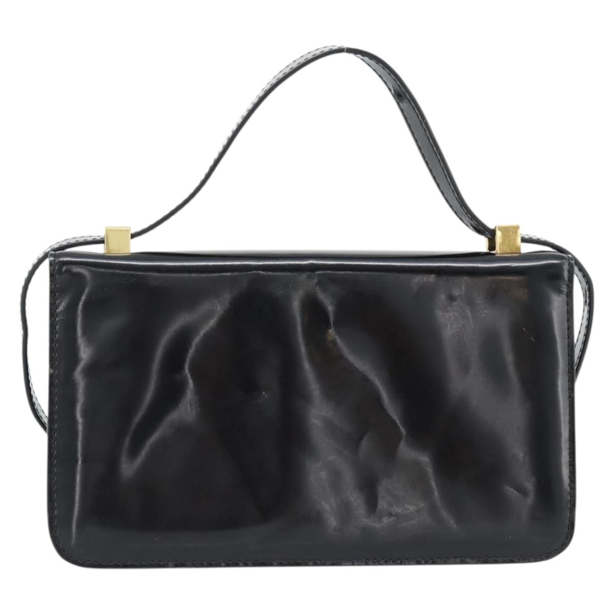 BOTTEGA VENETA Shoulder Bag Leather Black Gold Auth ka4471
