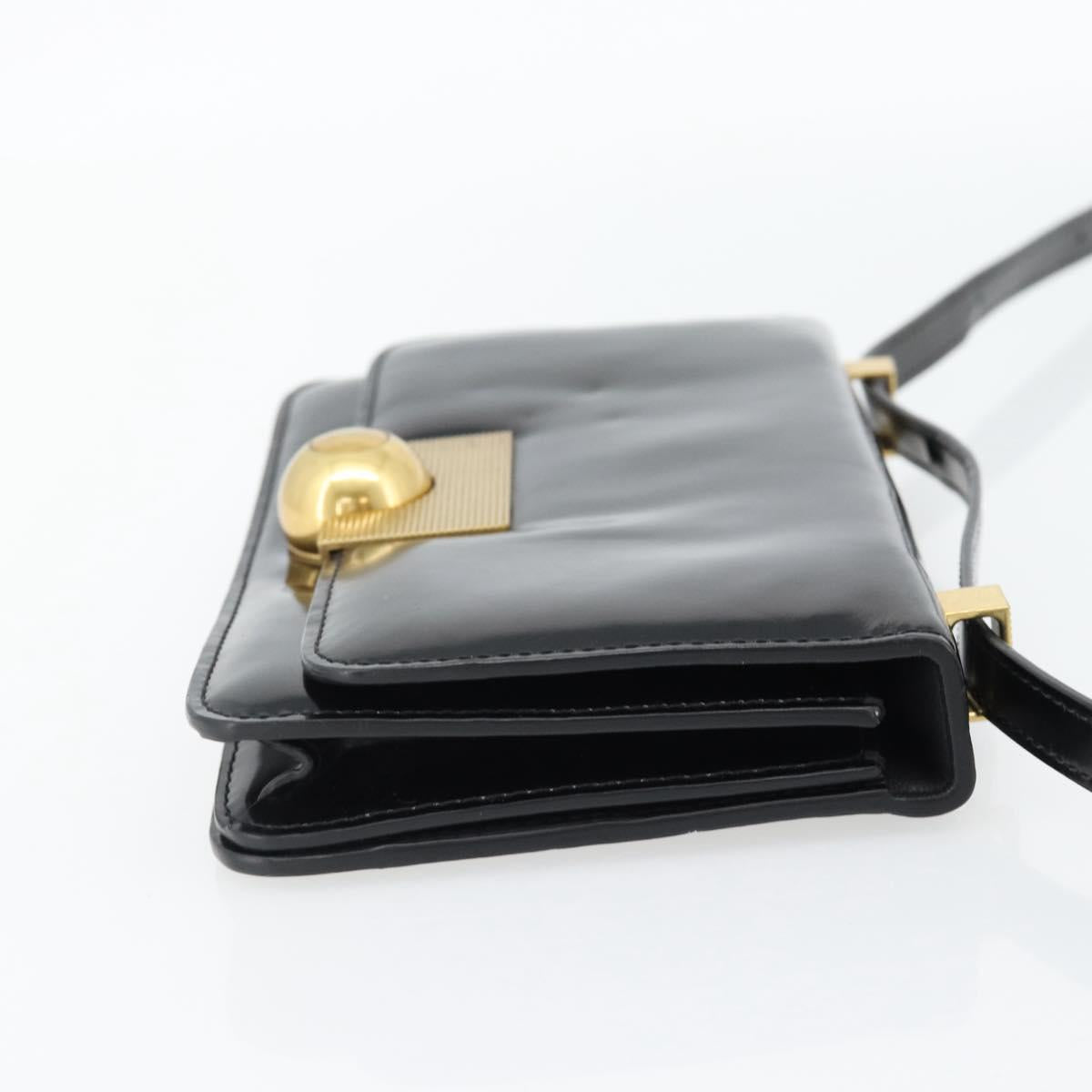 BOTTEGA VENETA Shoulder Bag Leather Black Gold Auth ka4471