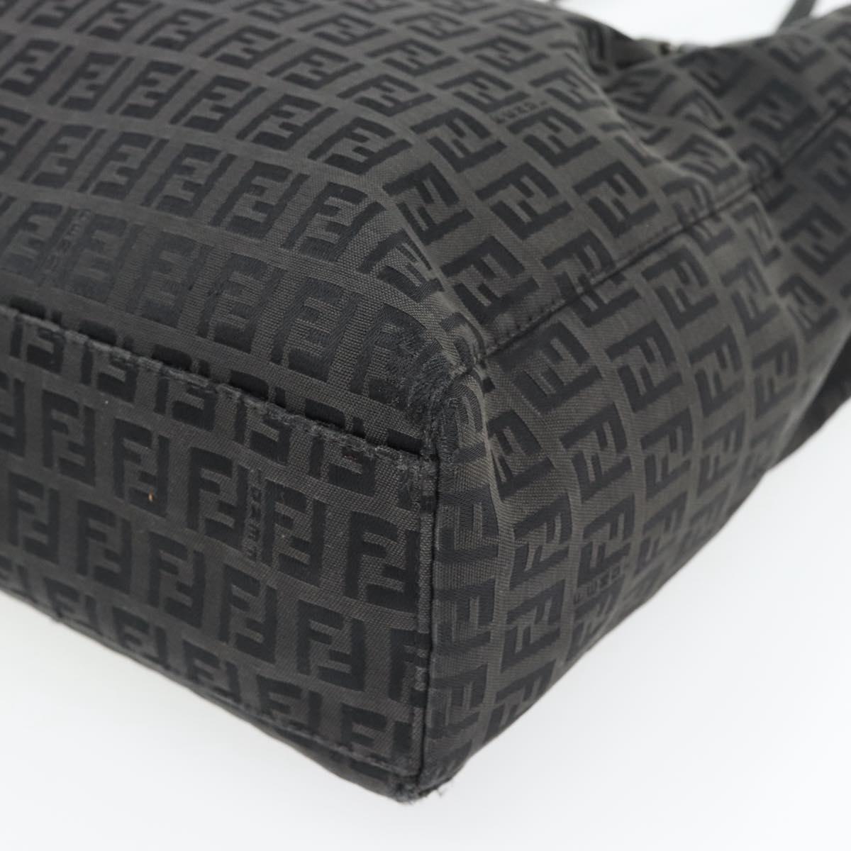 FENDI Zucchino Canvas Hand Bag Black Silver Auth ka4472