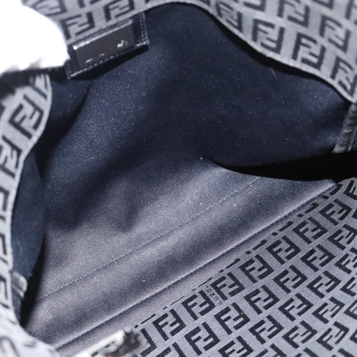 FENDI Zucchino Canvas Hand Bag Black Silver Auth ka4472