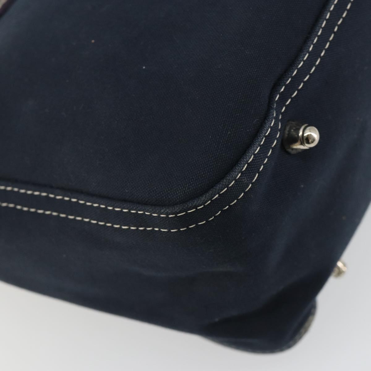 FENDI Hand Bag Canvas Navy Silver Auth ka4476A