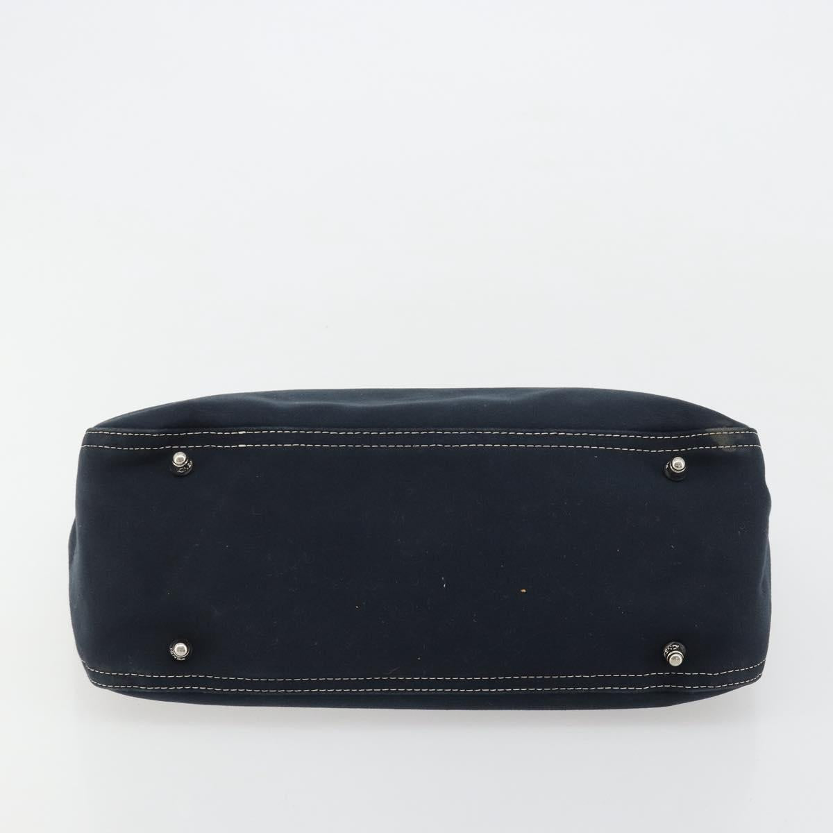 FENDI Hand Bag Canvas Navy Silver Auth ka4476A