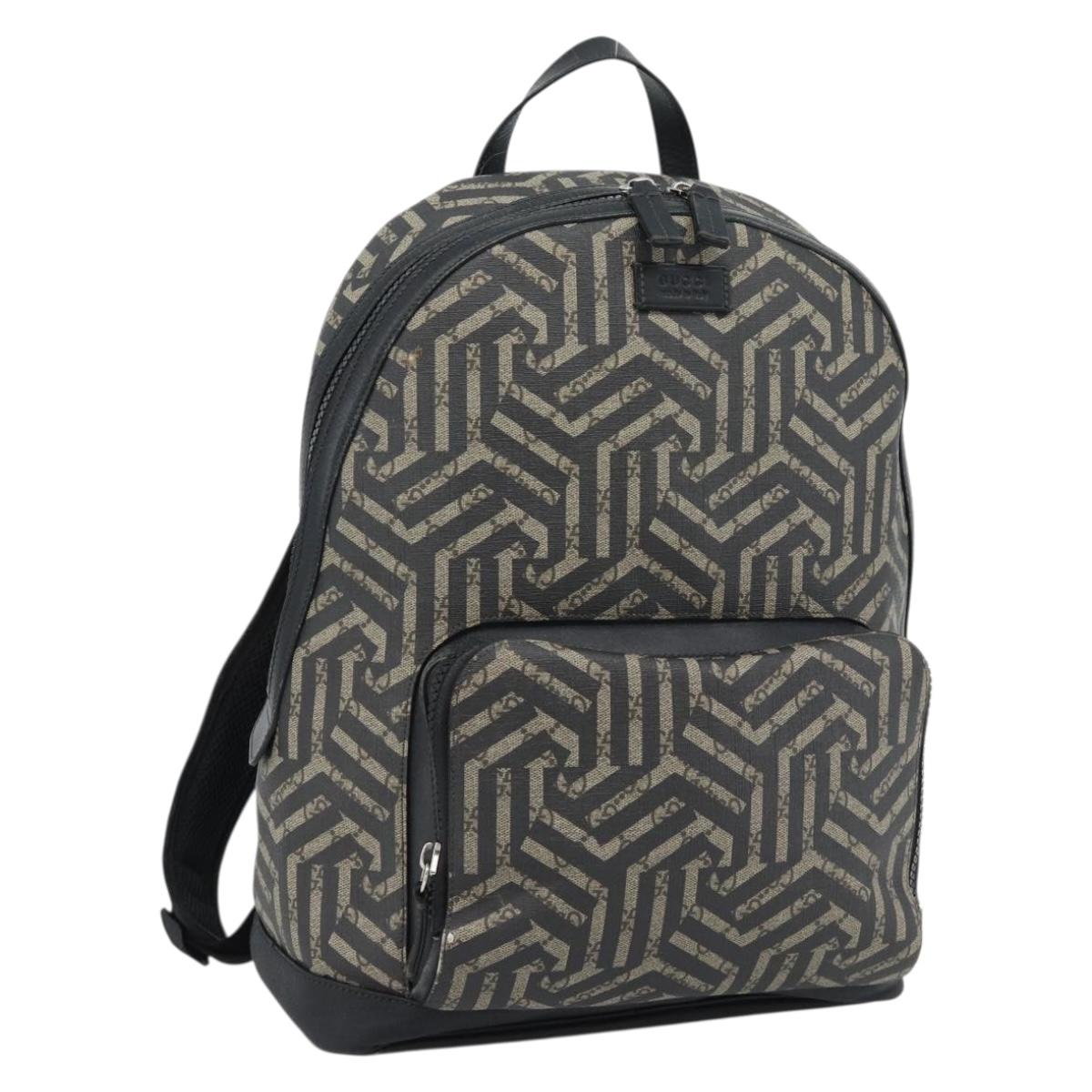 GUCCI GG Supreme Caleido Backpack PVC Beige Silver 406370 Auth ka4479