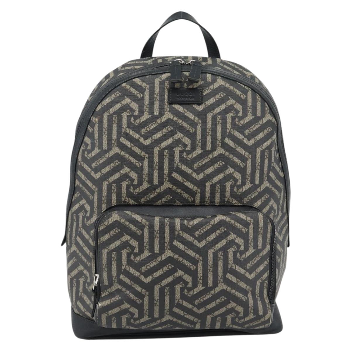 GUCCI GG Supreme Caleido Backpack PVC Beige Silver 406370 Auth ka4479
