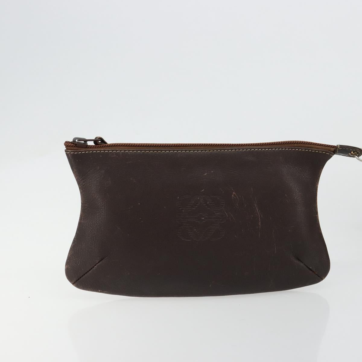 LOEWE Anagram Hand Bag Suede Leather Beige Gold Auth ka4480