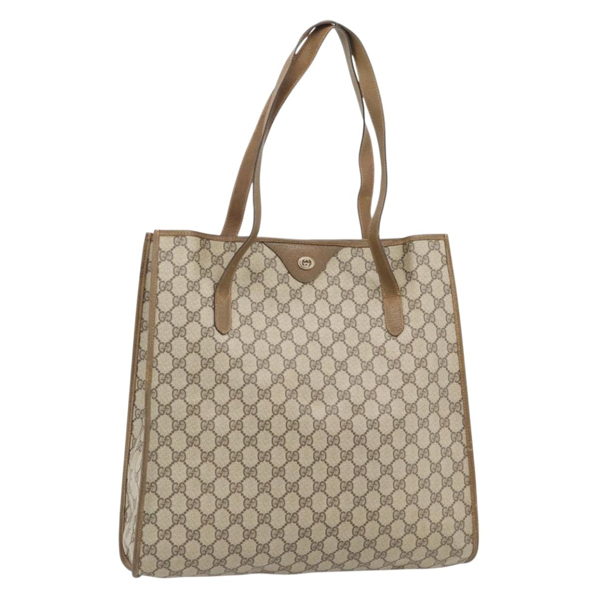 GUCCI GG Supreme Tote Bag PVC Beige Gold 92 02 998 Auth ka4483