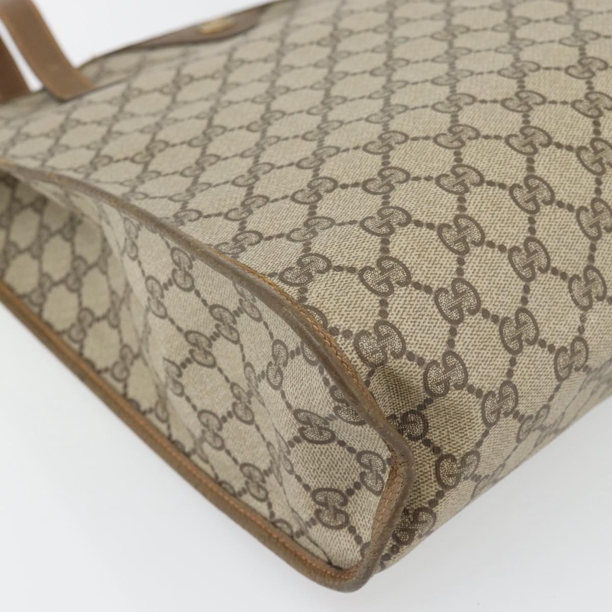 GUCCI GG Supreme Tote Bag PVC Beige Gold 92 02 998 Auth ka4483