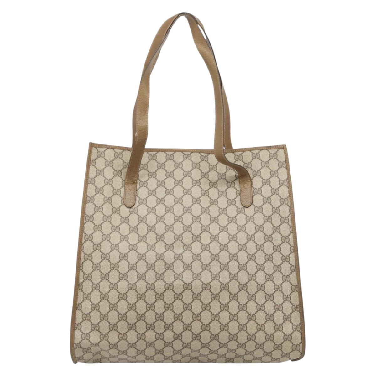 GUCCI GG Supreme Tote Bag PVC Beige Gold 92 02 998 Auth ka4483