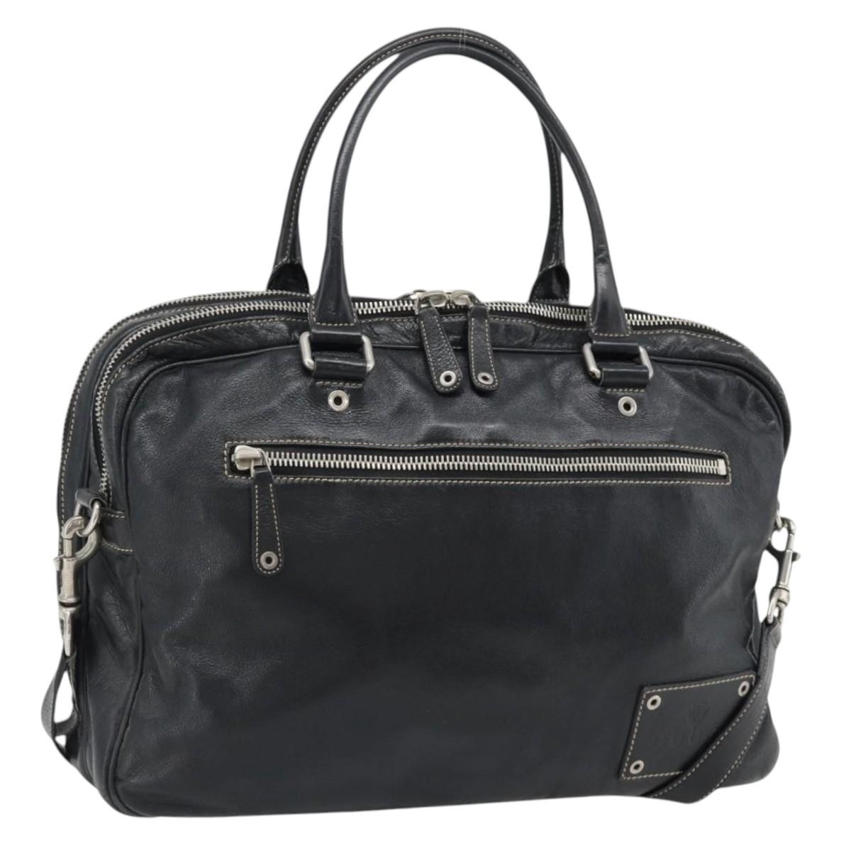 GUCCI Shoulder Bag Leather 2way Black Silver Auth ka4484