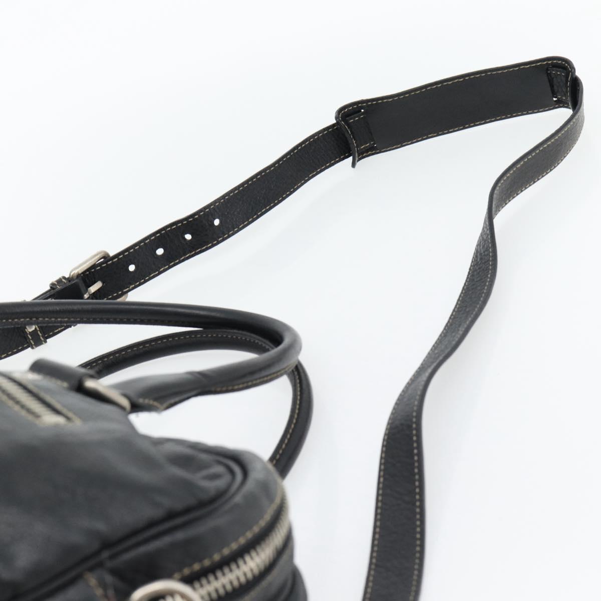GUCCI Shoulder Bag Leather 2way Black Silver Auth ka4484
