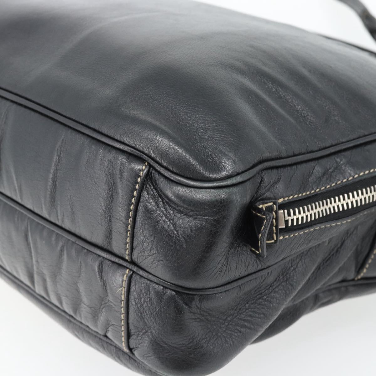 GUCCI Shoulder Bag Leather 2way Black Silver Auth ka4484