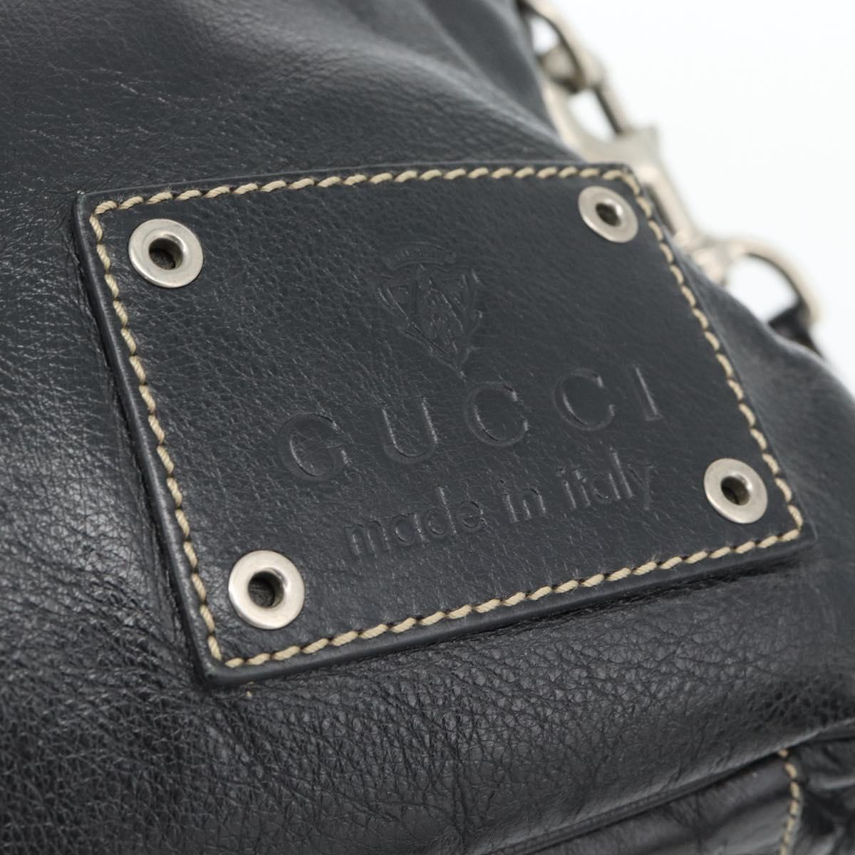 GUCCI Shoulder Bag Leather 2way Black Silver Auth ka4484