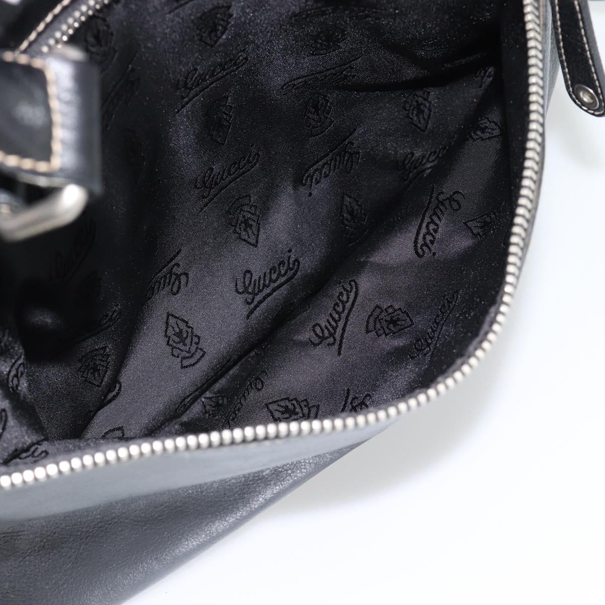 GUCCI Shoulder Bag Leather 2way Black Silver Auth ka4484