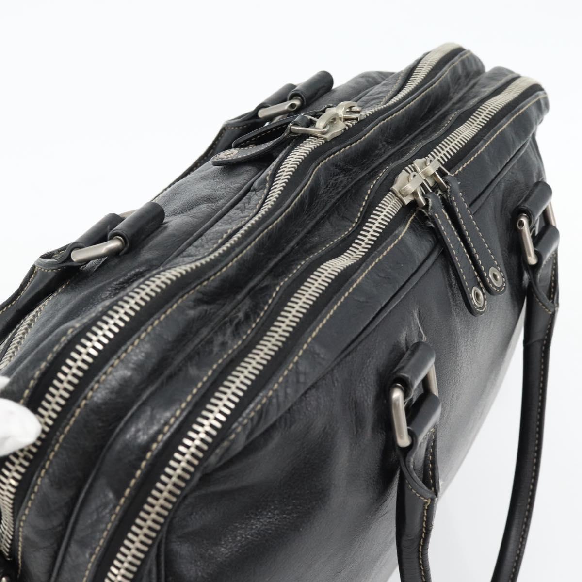 GUCCI Shoulder Bag Leather 2way Black Silver Auth ka4484