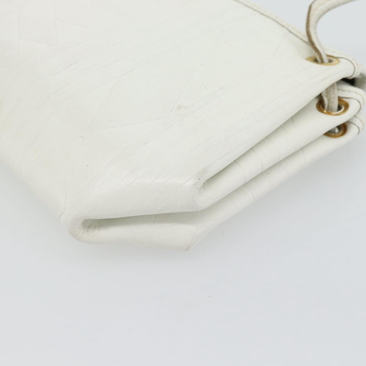 FENDI Shoulder Bag Leather White Gold Auth ka4485