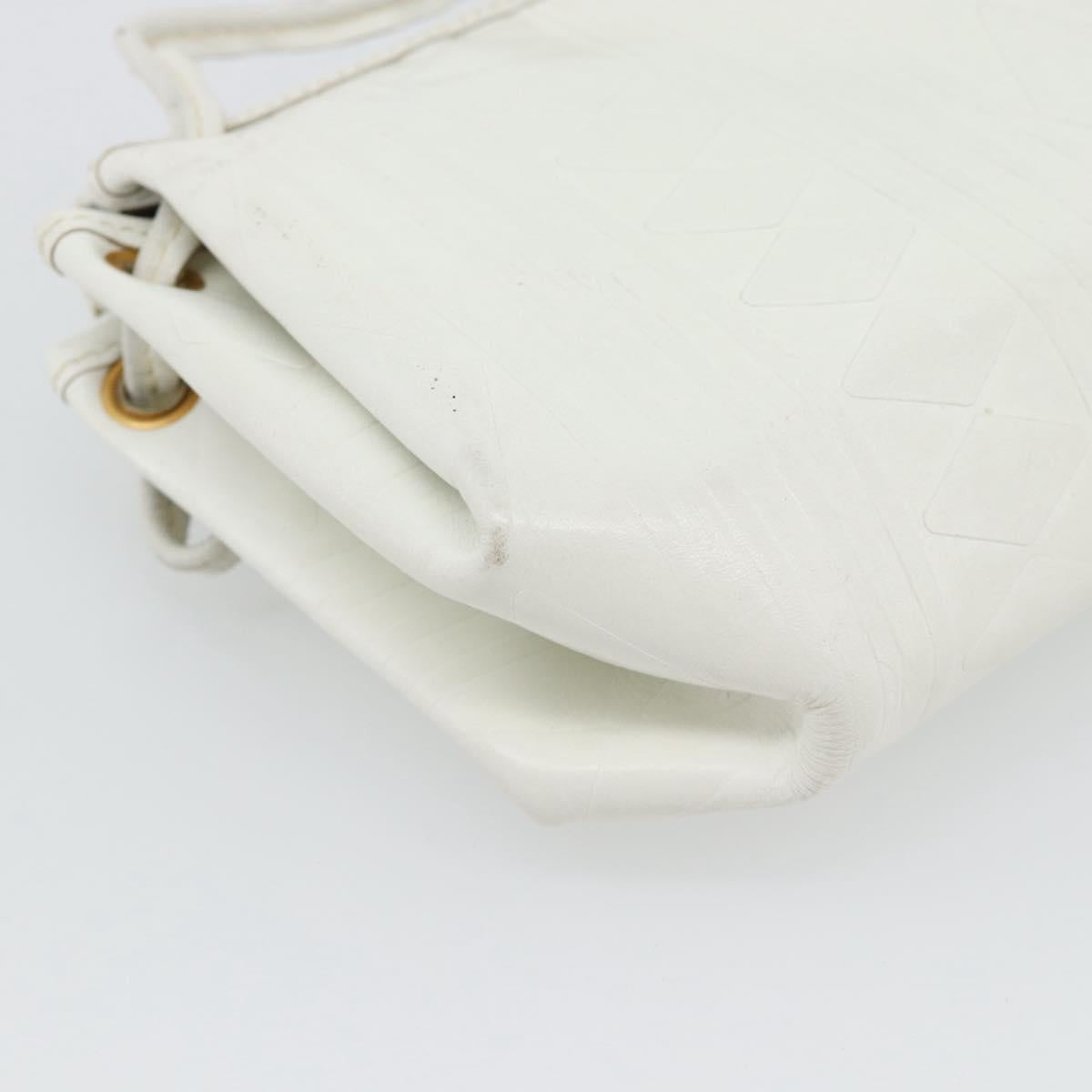 FENDI Shoulder Bag Leather White Gold Auth ka4485