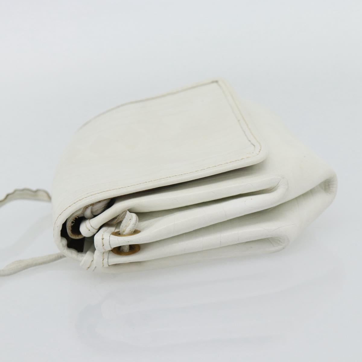 FENDI Shoulder Bag Leather White Gold Auth ka4485