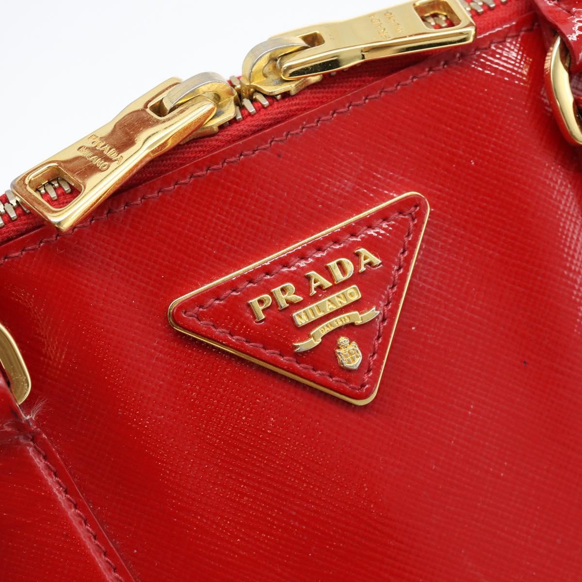 PRADA Hand Bag Safiano leather Red Gold Auth ka4488A