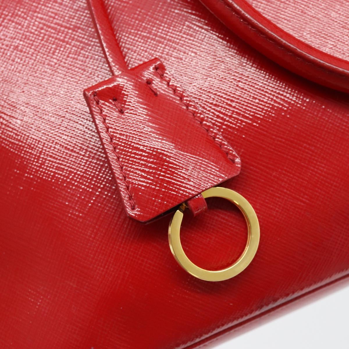 PRADA Hand Bag Safiano leather Red Gold Auth ka4488A
