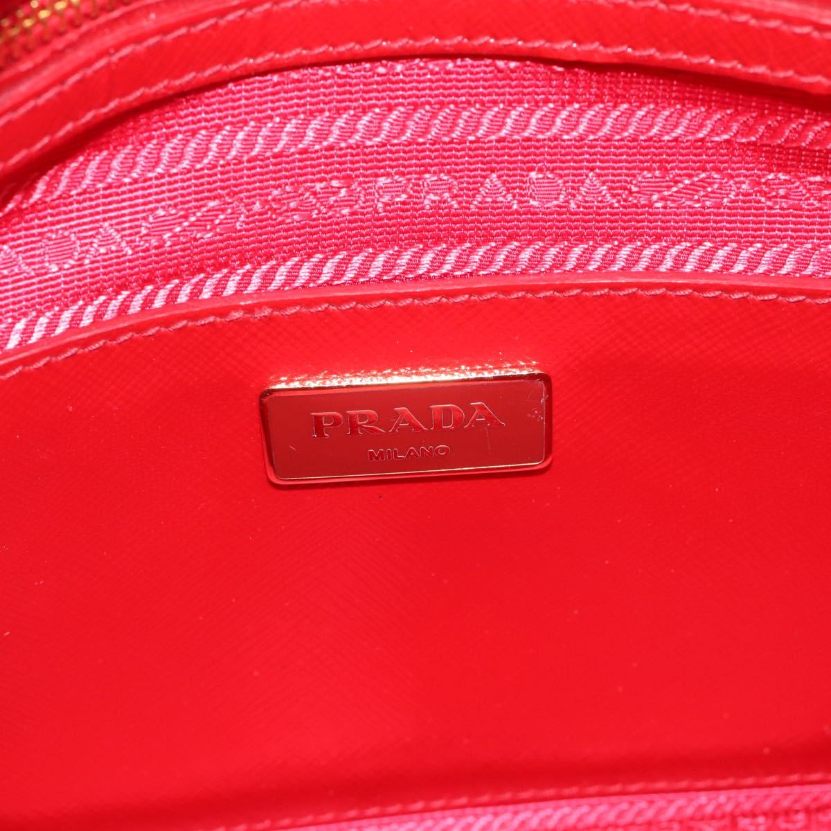 PRADA Hand Bag Safiano leather Red Gold Auth ka4488A