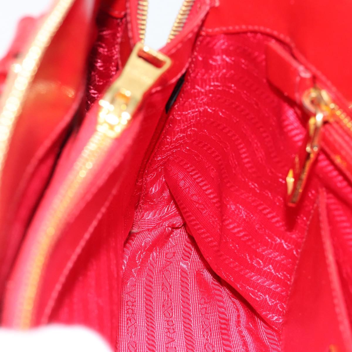 PRADA Hand Bag Safiano leather Red Gold Auth ka4488A