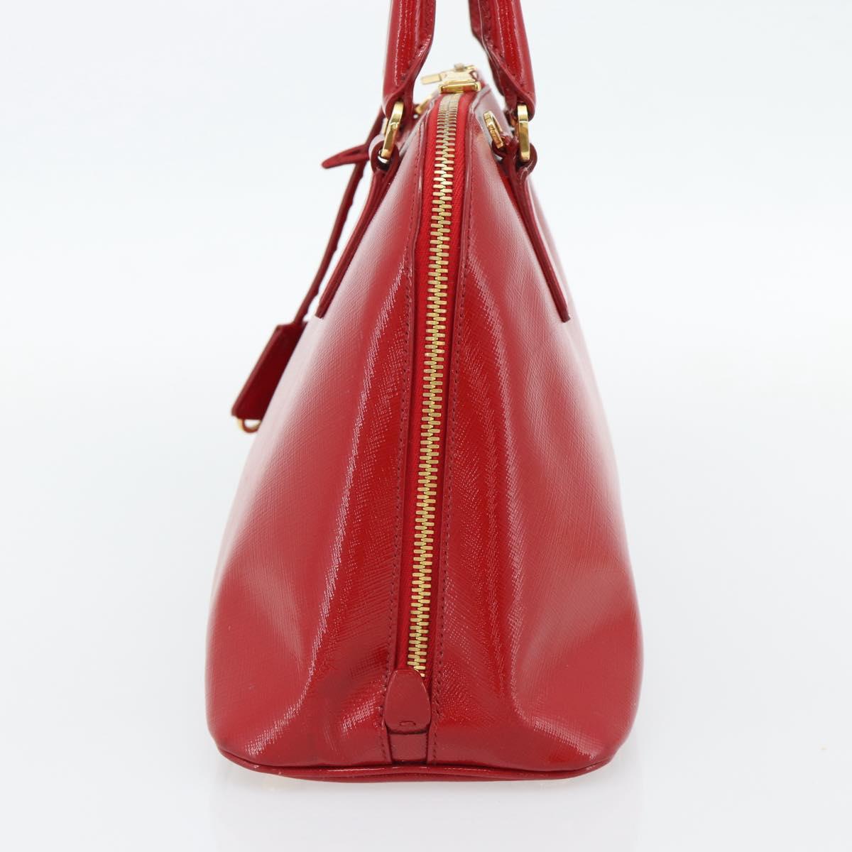 PRADA Hand Bag Safiano leather Red Gold Auth ka4488A