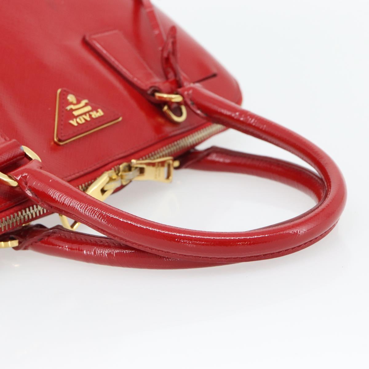 PRADA Hand Bag Safiano leather Red Gold Auth ka4488A