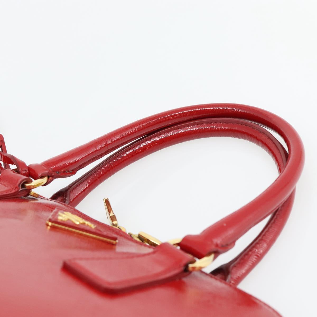 PRADA Hand Bag Safiano leather Red Gold Auth ka4488A