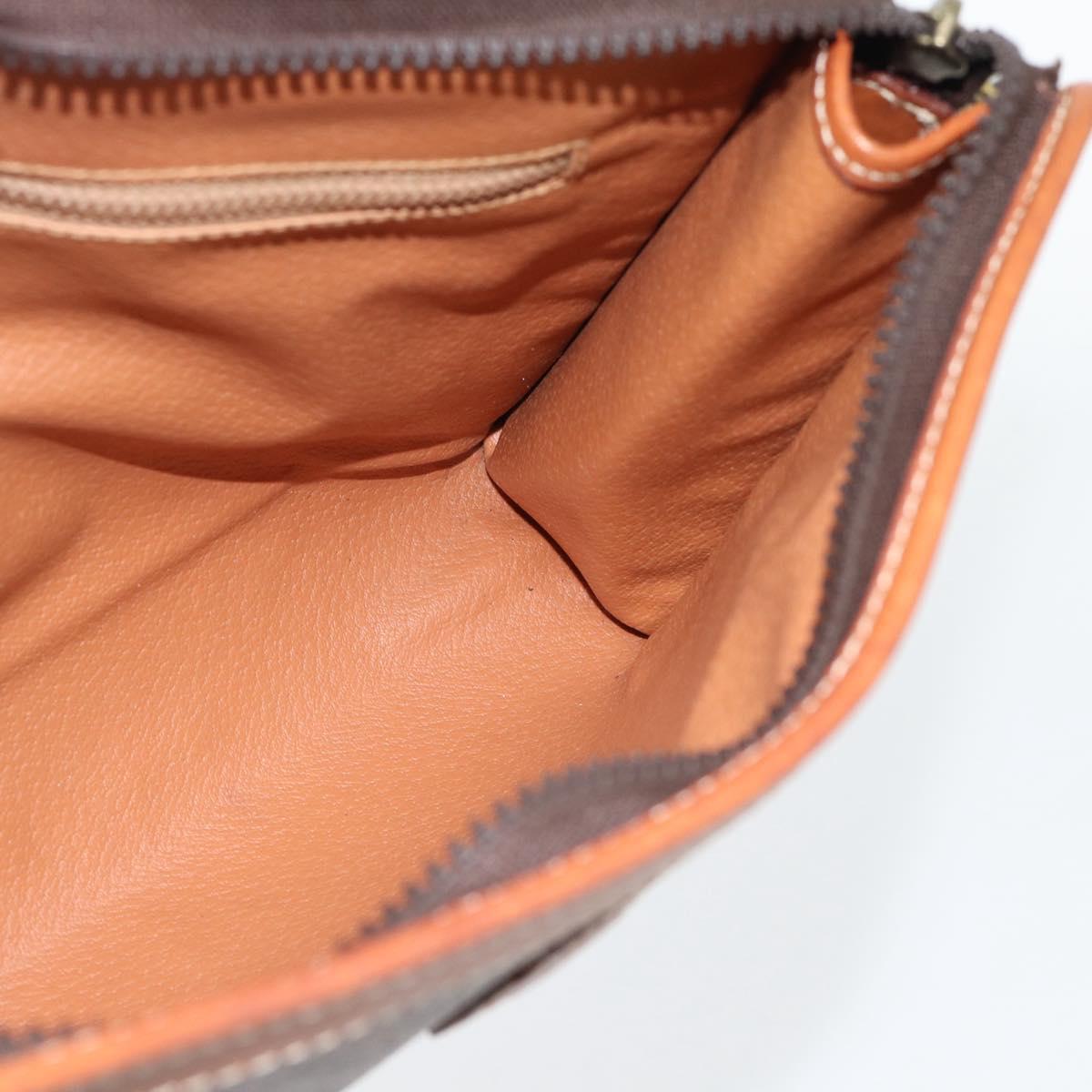 CELINE Macadam Canvas Clutch Bag PVC Leather Brown Gold Auth ka4489