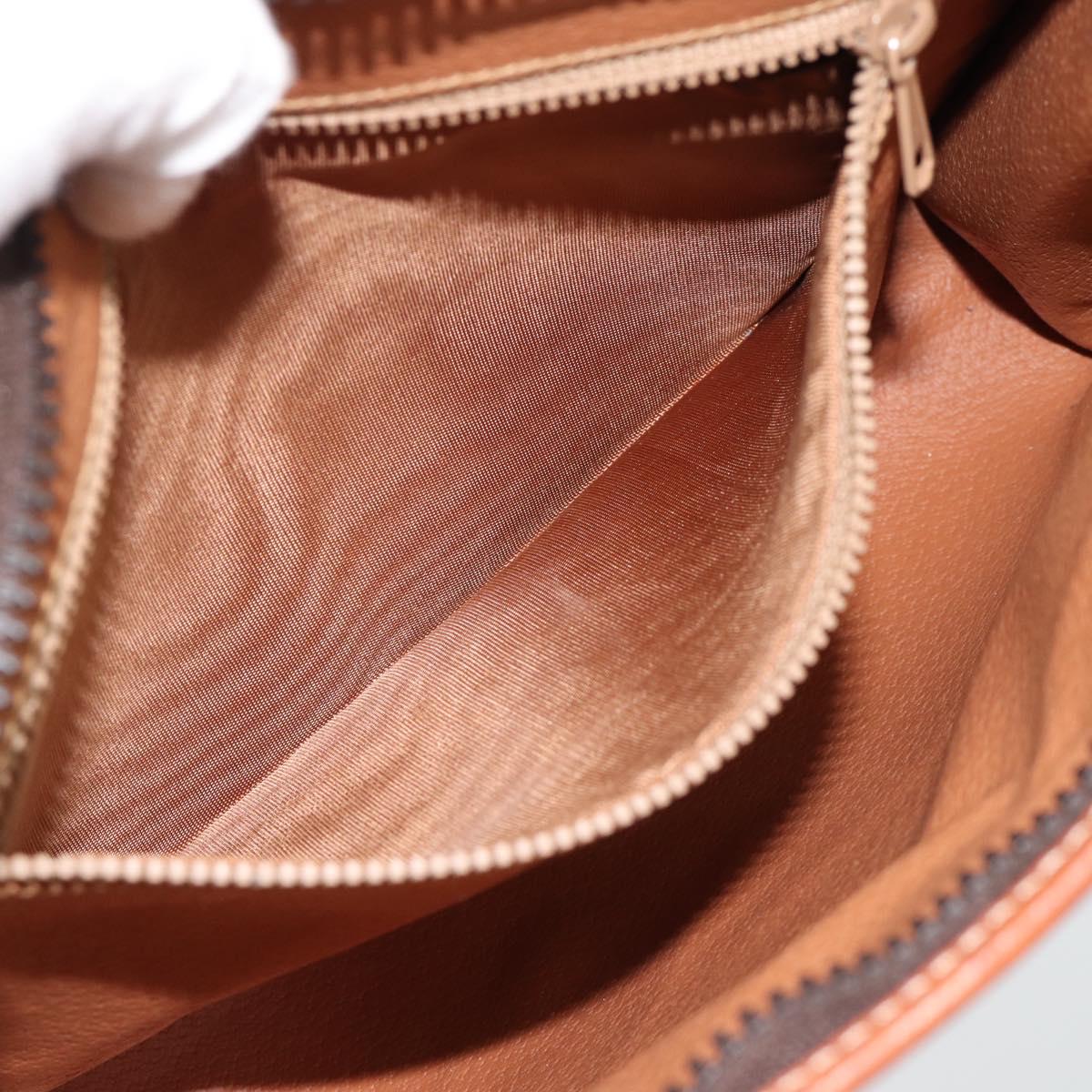 CELINE Macadam Canvas Clutch Bag PVC Leather Brown Gold Auth ka4489