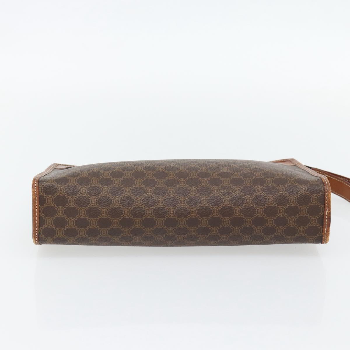 CELINE Macadam Canvas Clutch Bag PVC Leather Brown Gold Auth ka4489