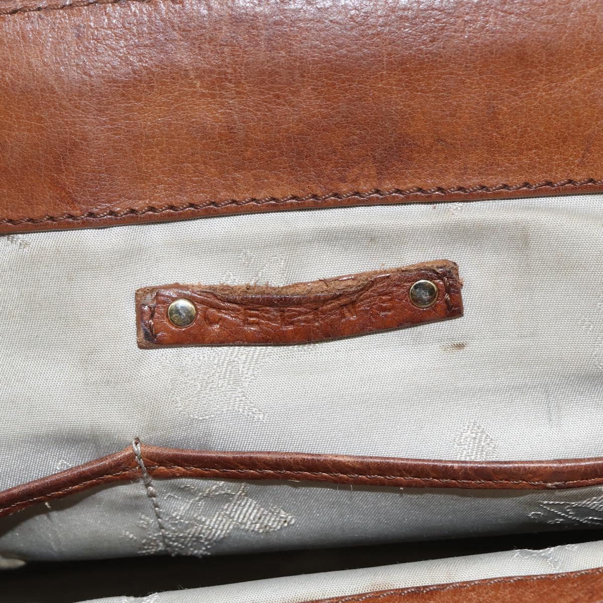 CELINE Hand Bag Leather Brown Gold Auth ka449