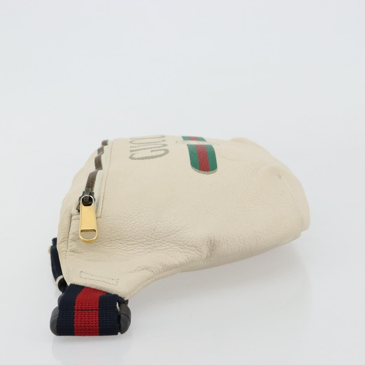 GUCCI Sherry Line Waist bag Leather Red White 493869 Auth ka4491A