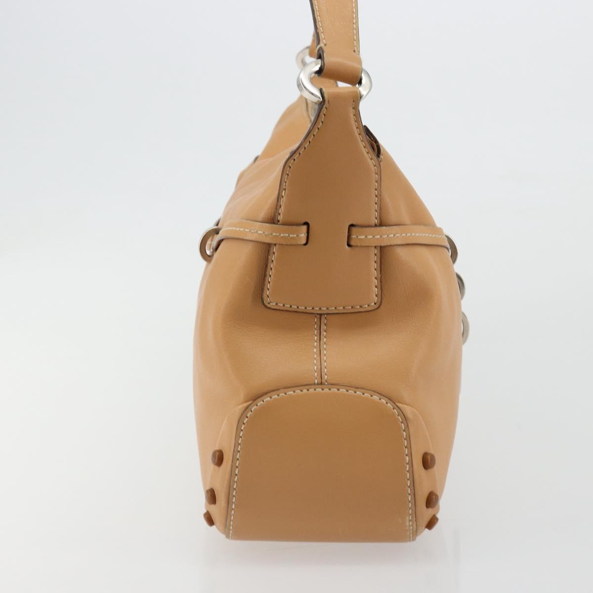 TOD’S Shoulder Bag Leather Brown Silver Auth ka4498A
