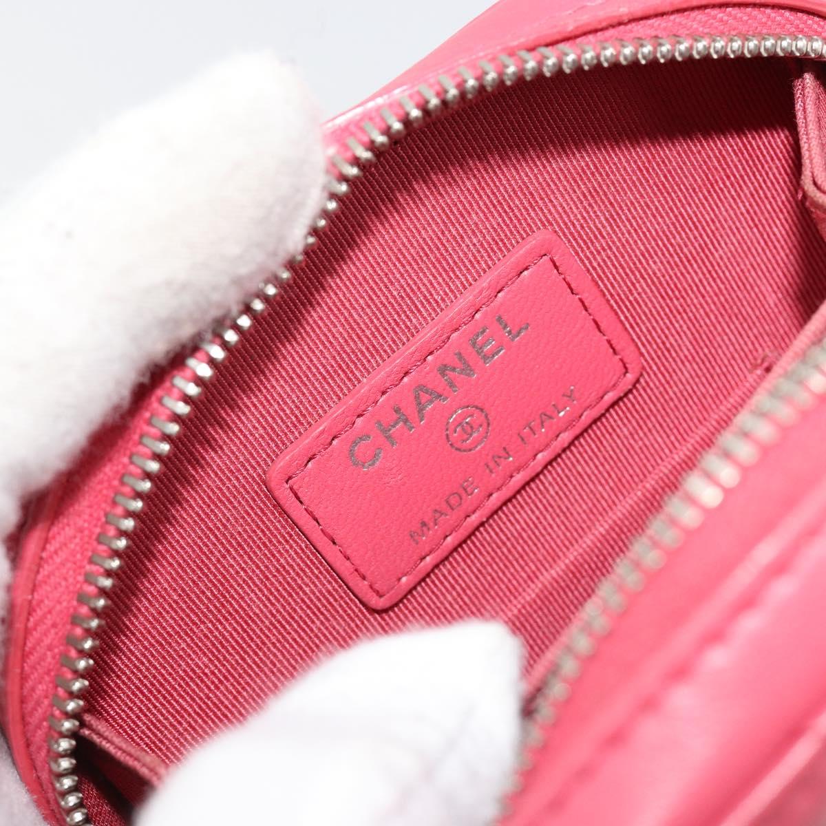 CHANEL Phone Pouch Lamb Skin Pink Silver CC Auth ka4502M
