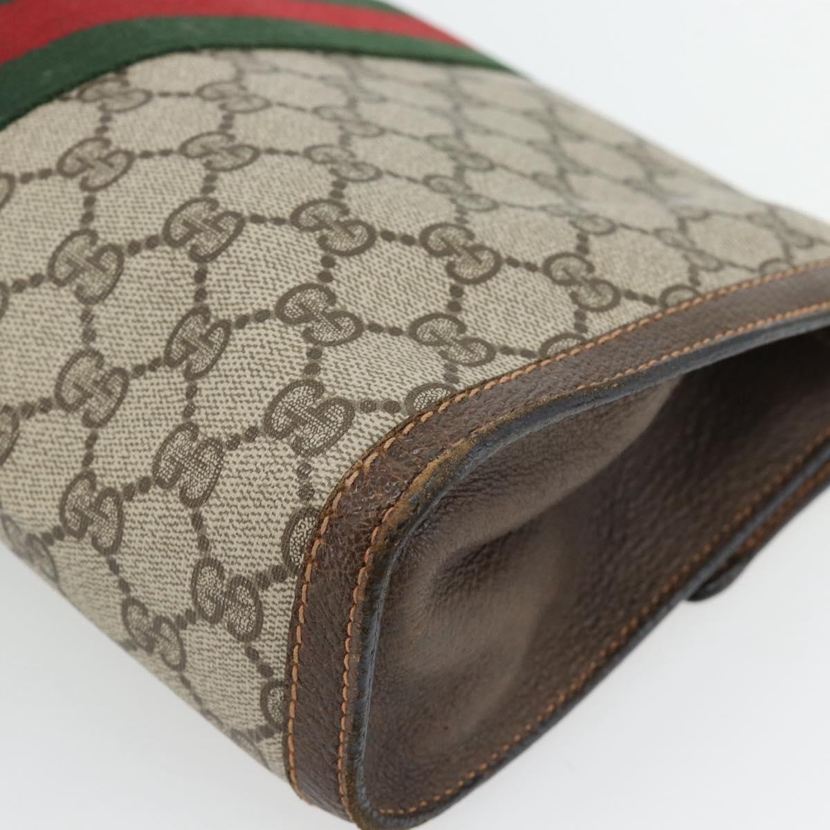 GUCCI GG Supreme Web Sherry Line Clutch Bag Beige Gold 84 01 007 Auth ka4503