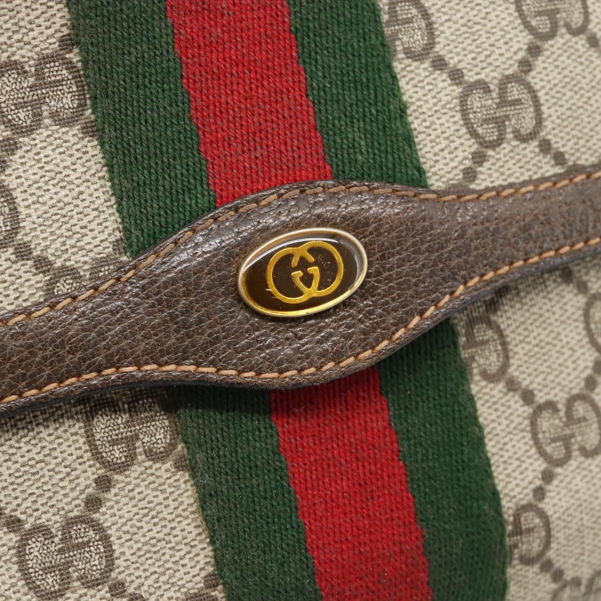 GUCCI GG Supreme Web Sherry Line Clutch Bag Beige Gold 84 01 007 Auth ka4503