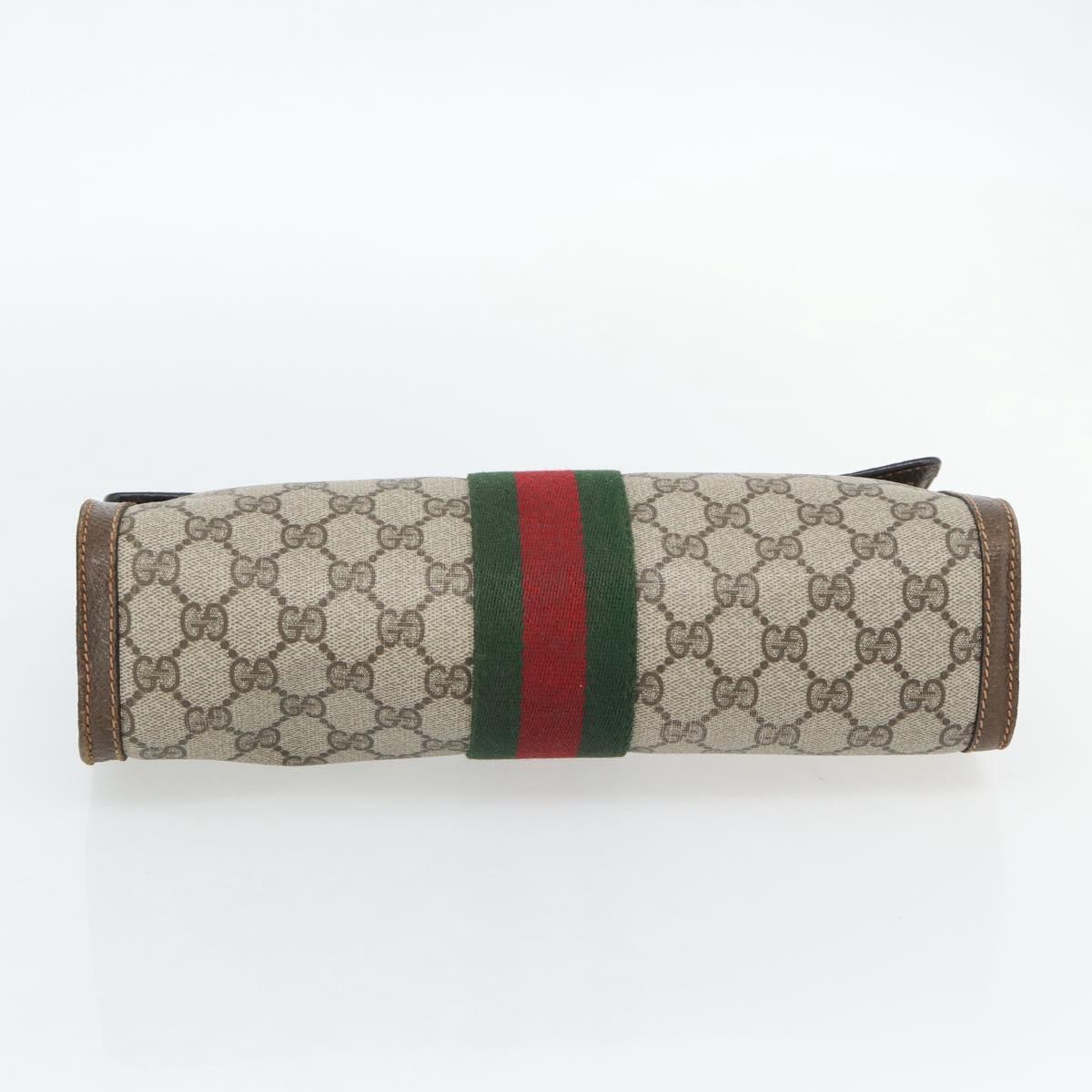 GUCCI GG Supreme Web Sherry Line Clutch Bag Beige Gold 84 01 007 Auth ka4503