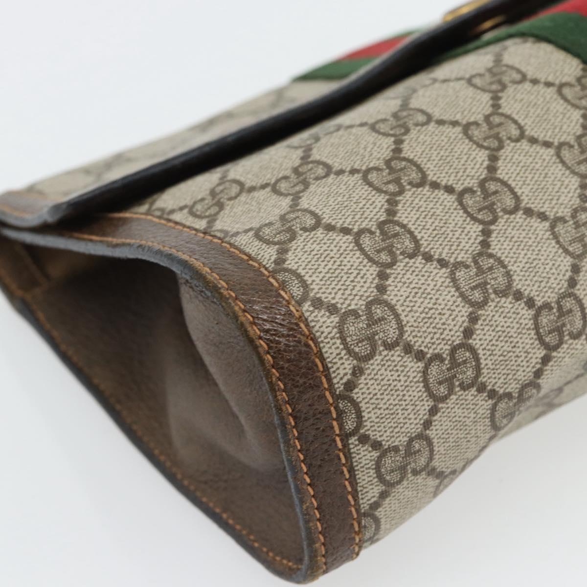 GUCCI GG Supreme Web Sherry Line Clutch Bag Beige Gold 84 01 007 Auth ka4503