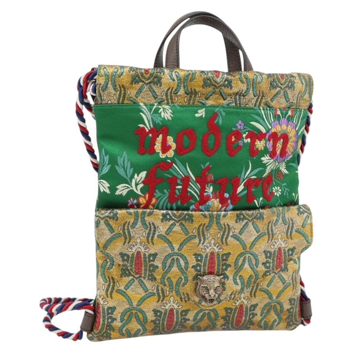 GUCCI Cat Head Backpack Jacquard Multicolor 470443 Auth ka4504SM