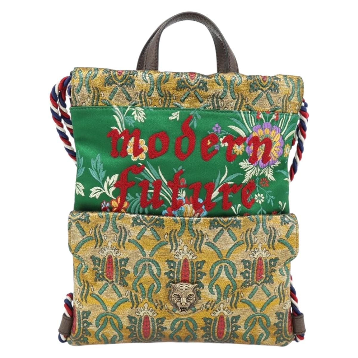 GUCCI Cat Head Backpack Jacquard Multicolor 470443 Auth ka4504SM