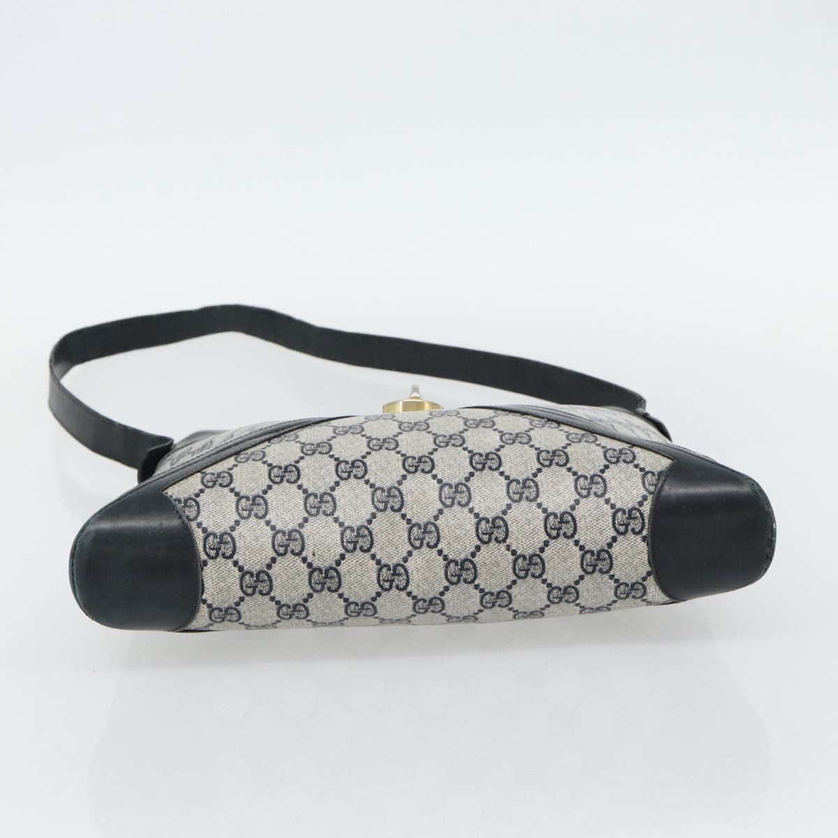 GUCCI GG Supreme Sherry Line Shoulder Bag PVC Navy Gold Auth ka4505