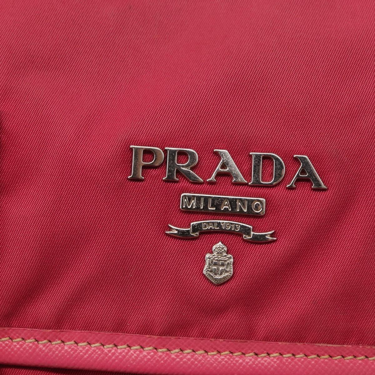 PRADA Shoulder Bag Nylon Pink Silver Auth ka451